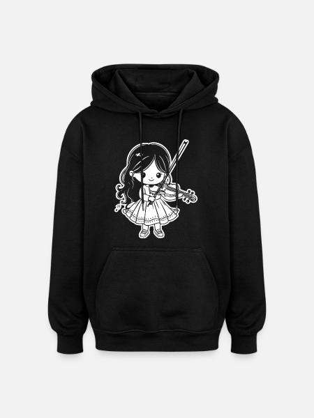 Violons Filles - Sweat à capuche oversize unisexe - noir