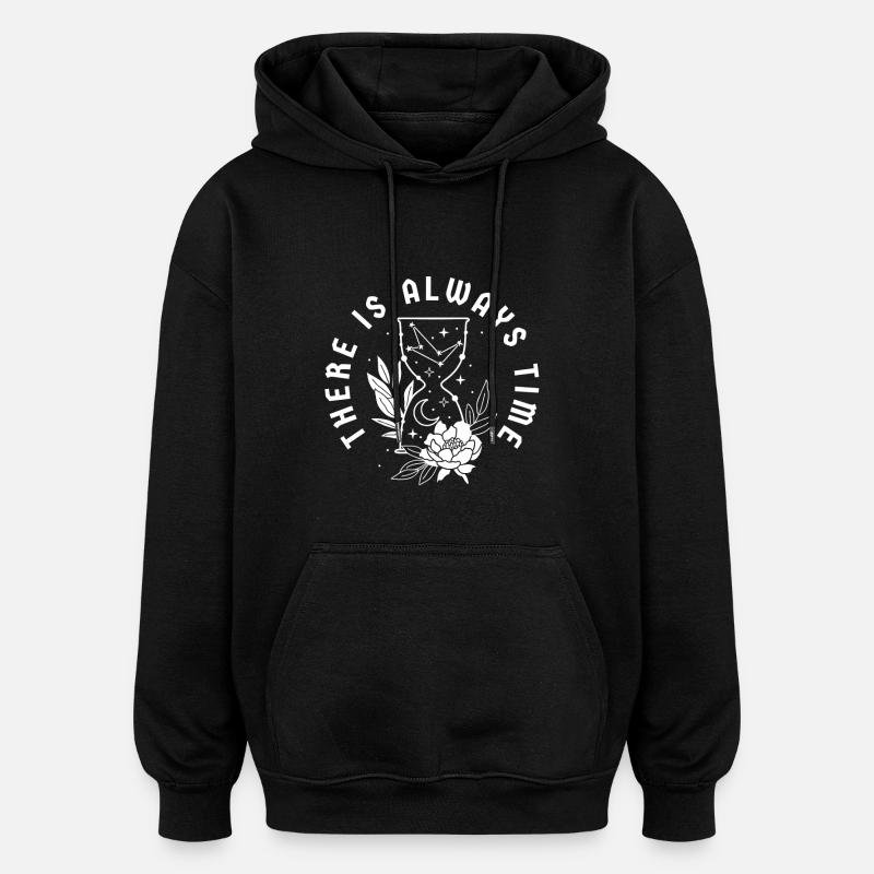 Citation du temps Sablier Fleurs - Sweat à capuche oversize unisexe - noir