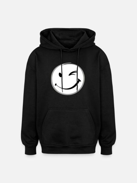 Zwinkerndes Lächeln - Oversized Unisex Hoodie - Schwarz