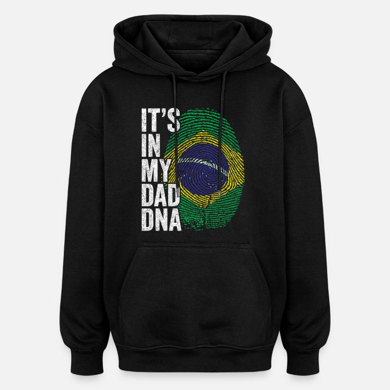 Drapeau Brésil Empreinte Papa Brésilien - Sweat à capuche oversize unisexe - noir