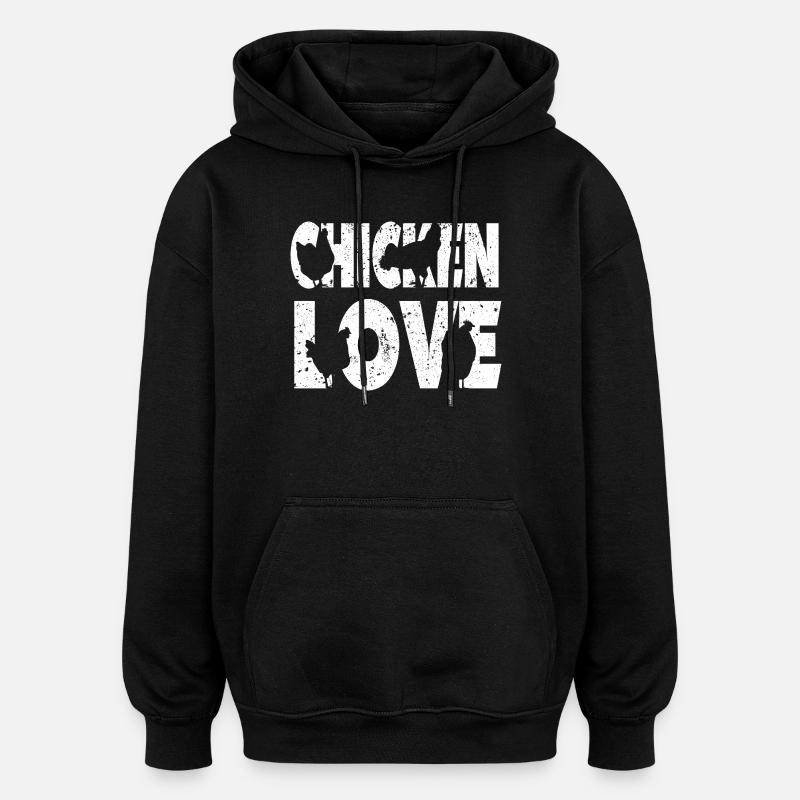 Poulet Amour Graffiti Design - Sweat à capuche oversize unisexe - noir