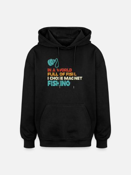 Neodymium Magnet Fishing Magnetic Fisher - Oversized Unisex Hoodie - black