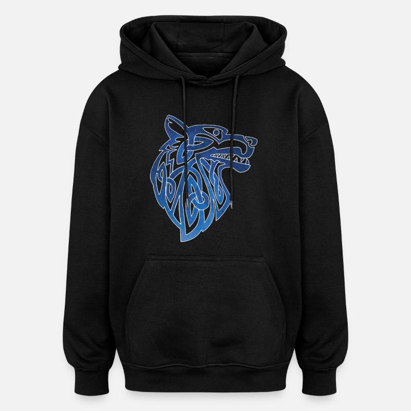 Viking wolf and starry sky - Oversized Unisex Hoodie - black