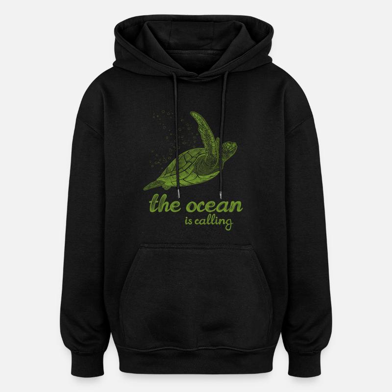 L’appel de l’océan - Tortue - Sweat à capuche oversize unisexe - noir