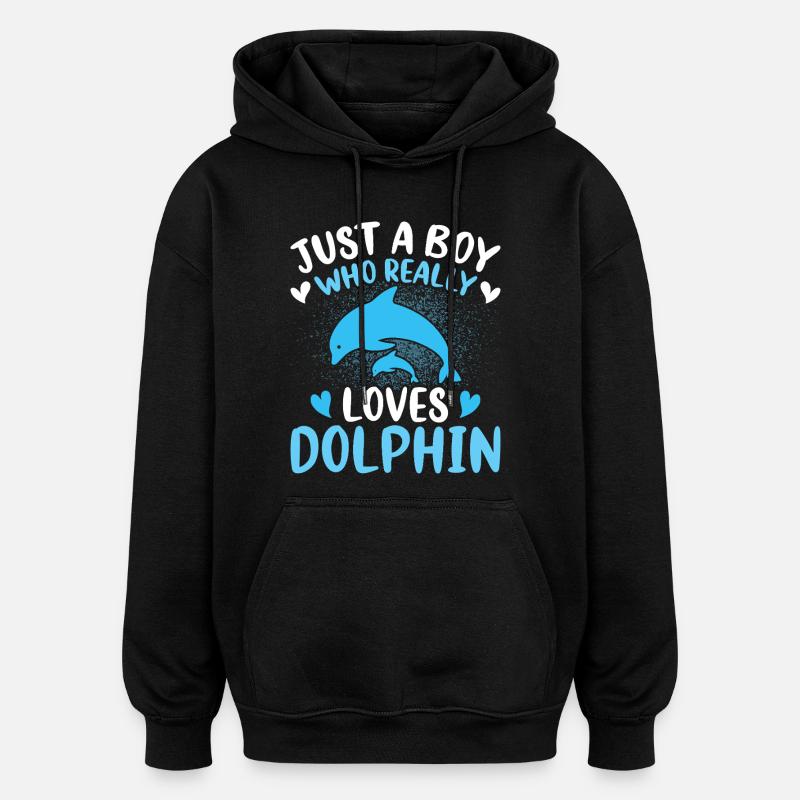 Delfin - Oversized Unisex Hoodie - Schwarz