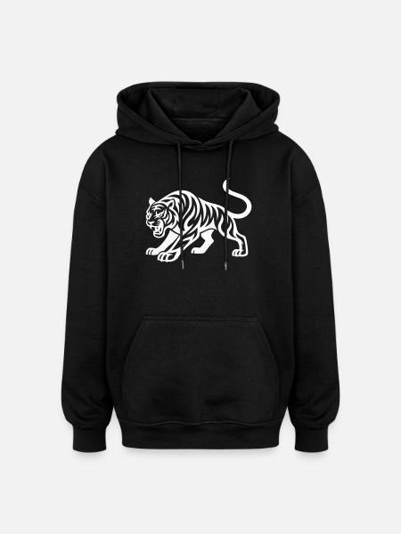 Tiger Animal Tier - Oversized Unisex Hoodie - Schwarz