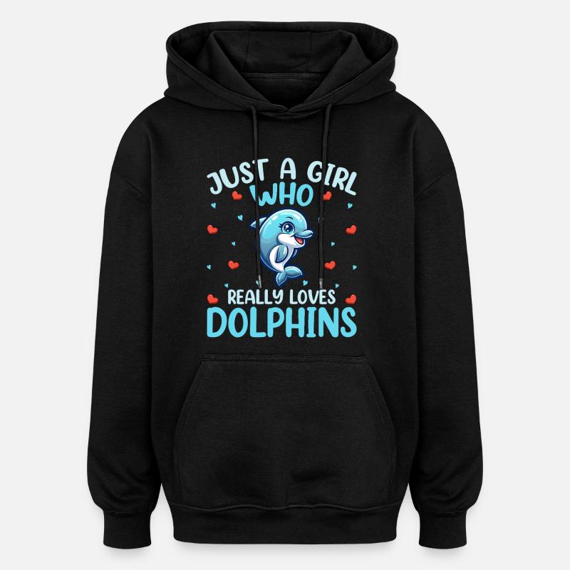 Delfin - Oversized Unisex Hoodie - Schwarz