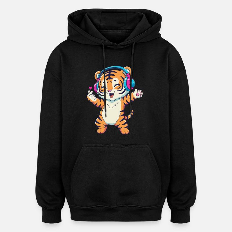 Tigre dansant de K-pop - Sweat à capuche oversize unisexe - noir