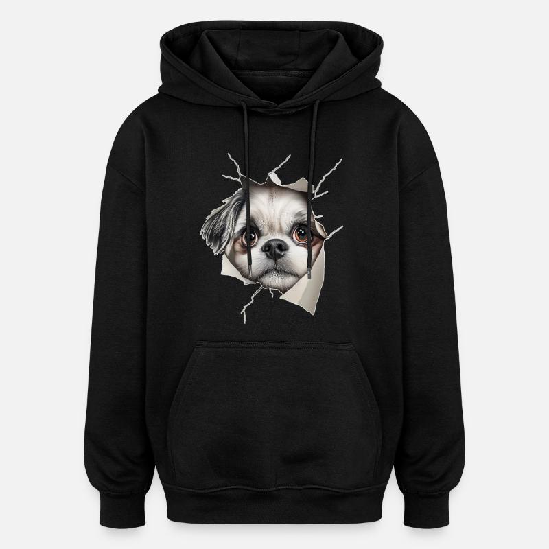 Shih Tzu - Sweat à capuche oversize unisexe - noir