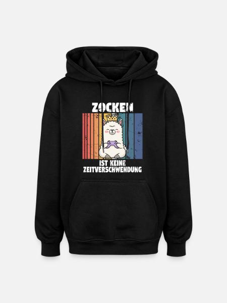 Lama zocken controller - Oversized Unisex Hoodie - Schwarz