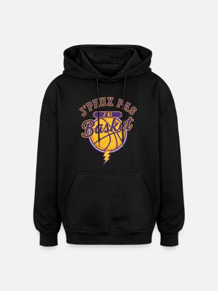 J'peux pas J'ai Basket - Sweat à capuche oversize unisexe - noir