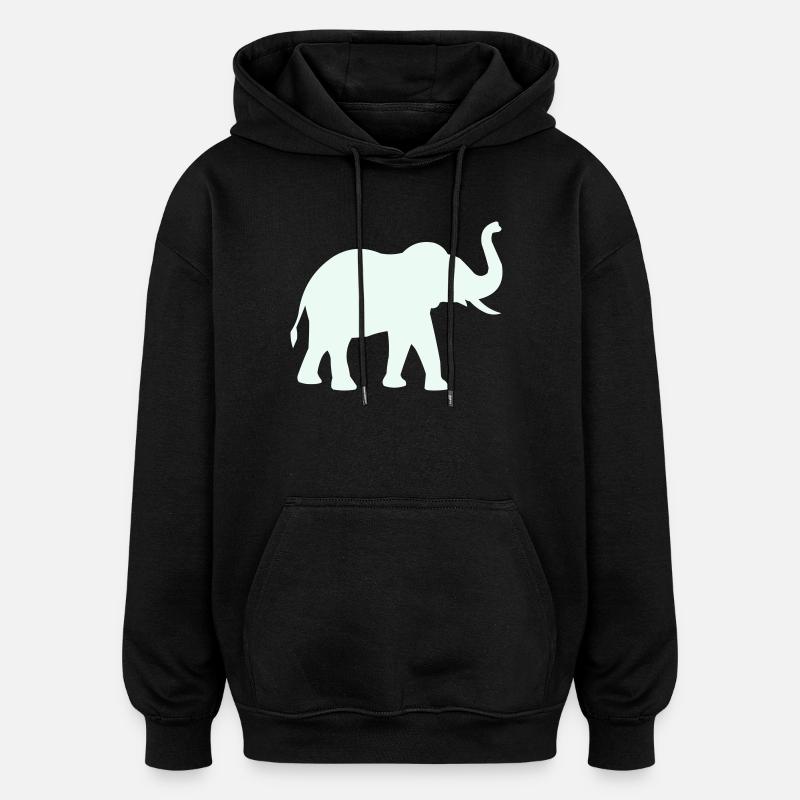 Elefanten Silhouette Mintpastell - Oversized Unisex Hoodie - Schwarz