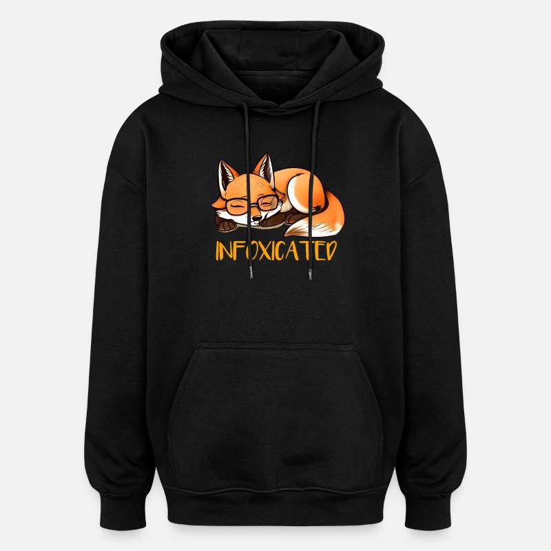 Renard endormi - Sweat à capuche oversize unisexe - noir