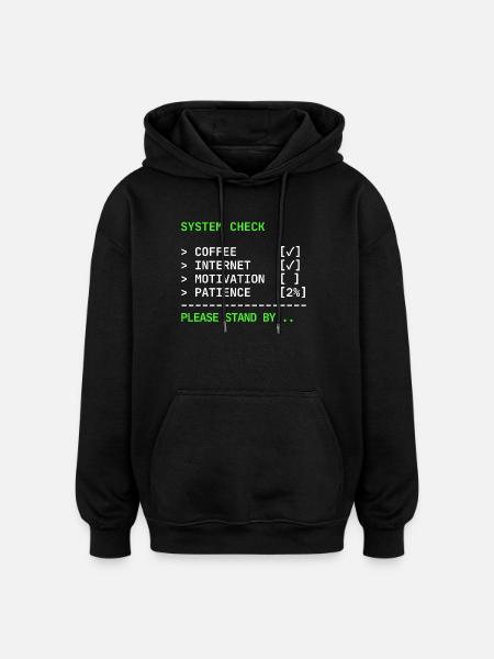 System Check – IT Admin Terminal Design - Oversized Unisex Hoodie - Schwarz