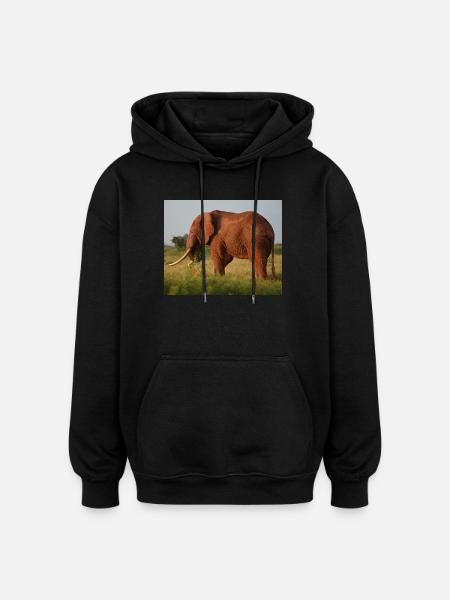 Elephant on Savannah - Oversized Unisex Hoodie - black