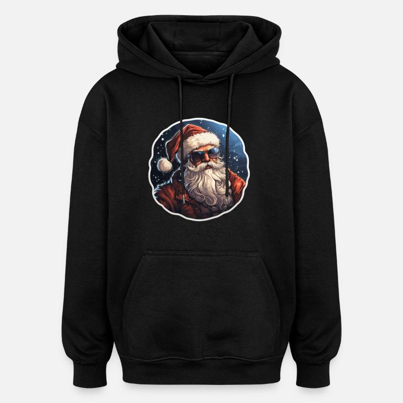 Père Noël - illustration - Sweat à capuche oversize unisexe - noir