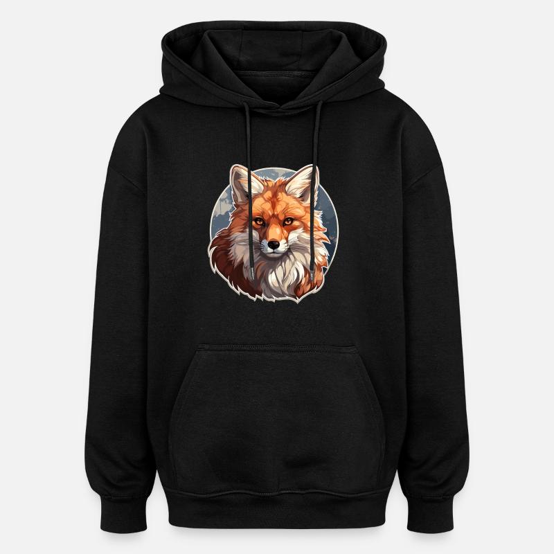 Fuchs - Illustration - Oversized Unisex Hoodie - Schwarz