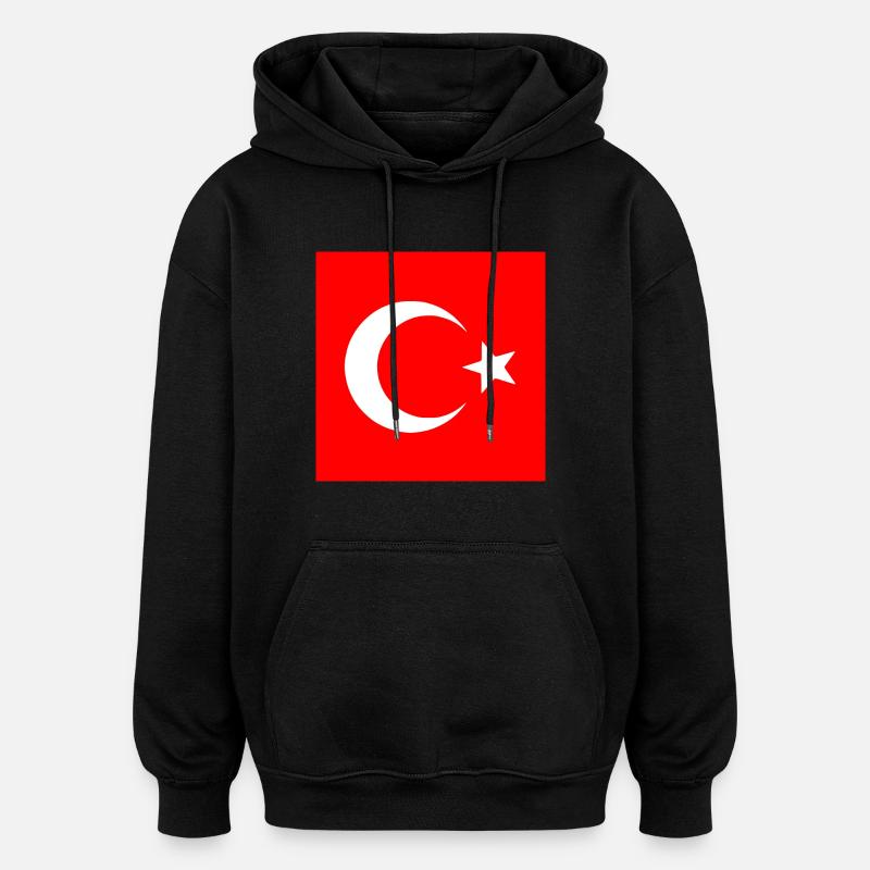 Turquie - Drapeau turc - Sweat à capuche oversize unisexe - noir