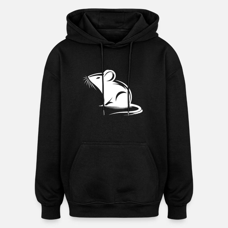 Little Cute Mouse Drawing - Oversized Unisex Hoodie - black