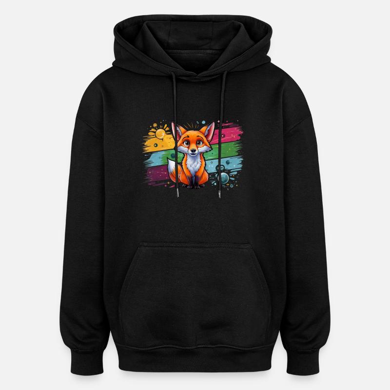 Fuchs - Illustration - Oversized Unisex Hoodie - Schwarz
