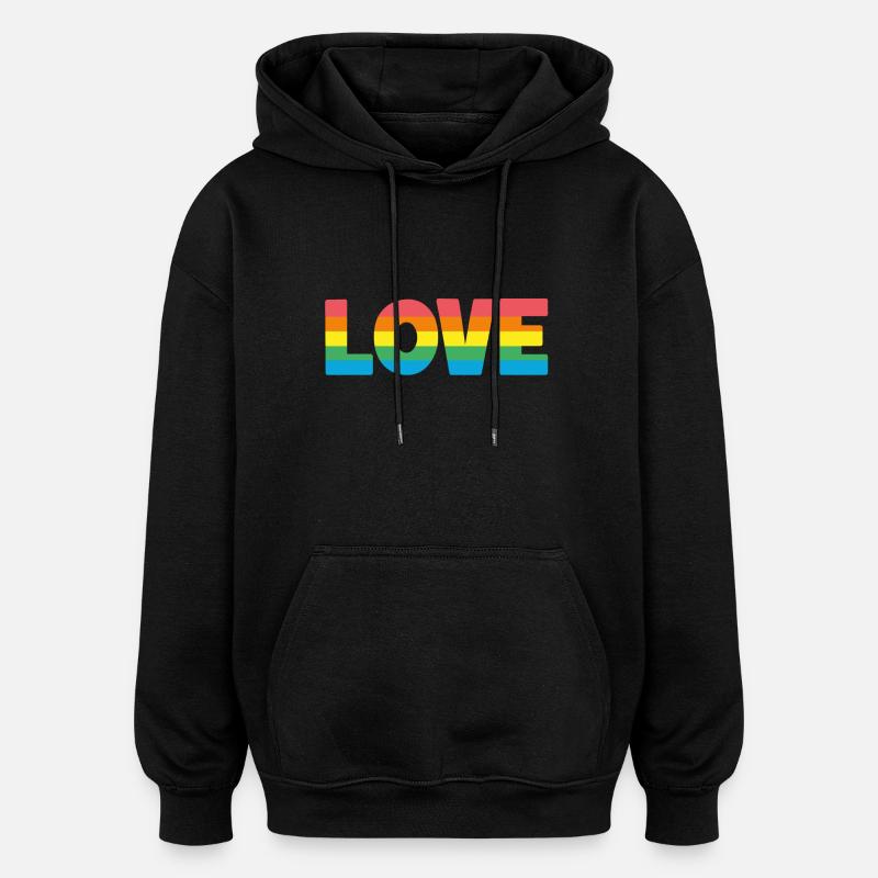 Amour arc-en-ciel - Sweat à capuche oversize unisexe - noir