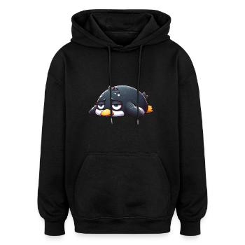 Müder Pinguin traurig schlapp und lustlos - Oversized Unisex Hoodie - Schwarz - Vorne - Noah (186cm)