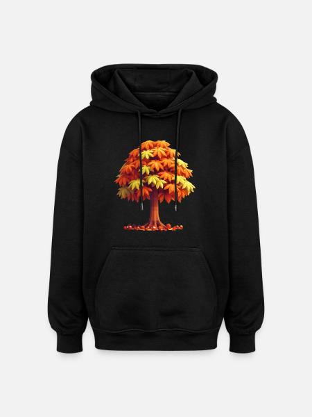 Autumn Splendour: Polygon Chestnut Tree - Oversized Unisex Hoodie - black