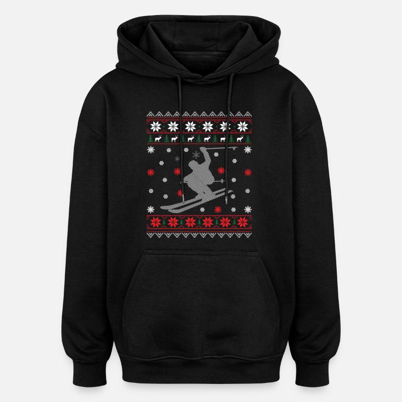 Ski - Noël laid - Sweat à capuche oversize unisexe - noir