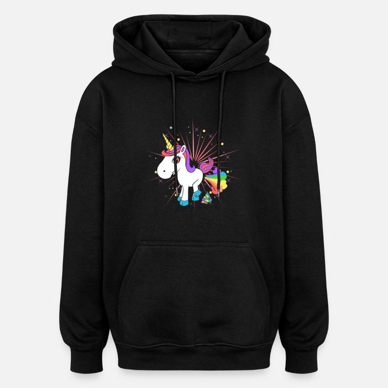 Pupsendes Einhorn - Sweat à capuche oversize unisexe - noir