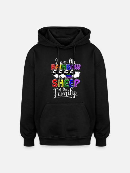 Rainbow Sheep - Gay Pride - Oversized Unisex Hoodie - black