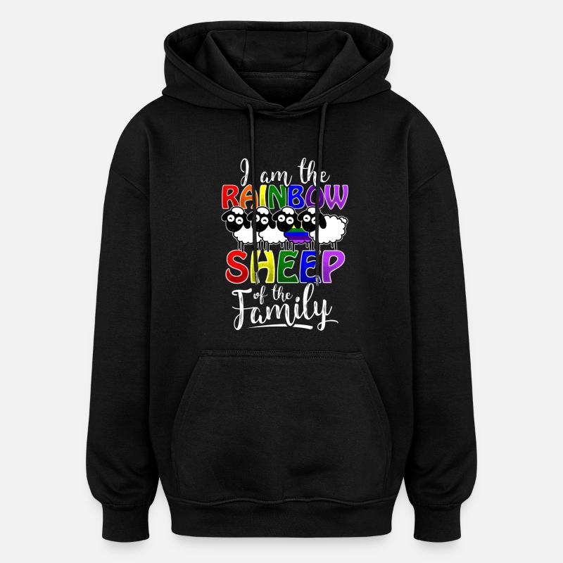 Rainbow Sheep - Gay Pride - Sweat à capuche oversize unisexe - noir