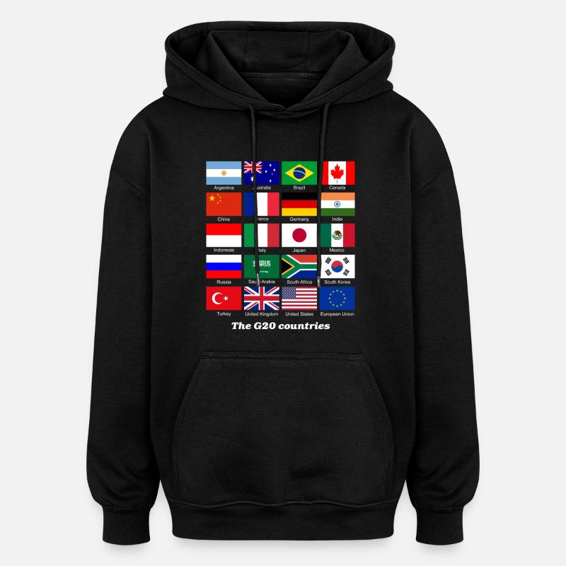 Drapeau G20 - Sweat à capuche oversize unisexe - noir