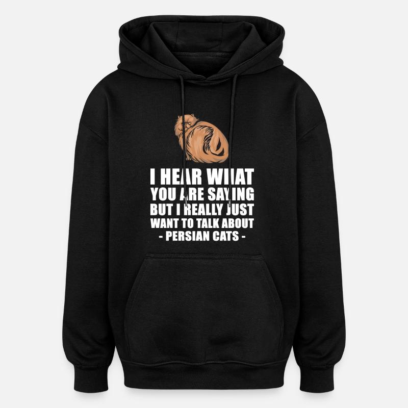 Chat persan mignon cadeau - Sweat à capuche oversize unisexe - noir