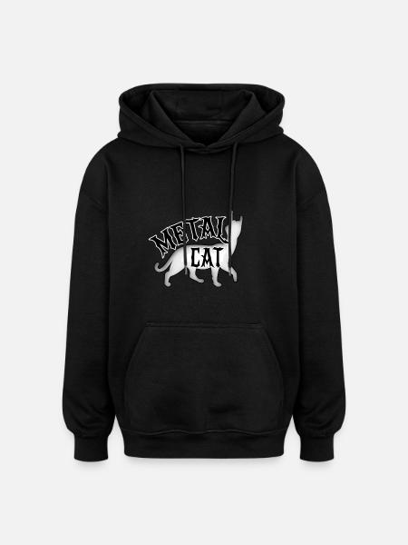 Metal Cat - Rock Cat - Oversized Unisex Hoodie - black