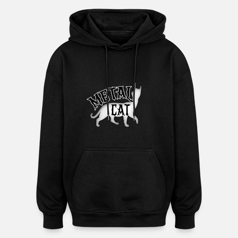 Cat Métal - Rock Cat - Sweat à capuche oversize unisexe - noir