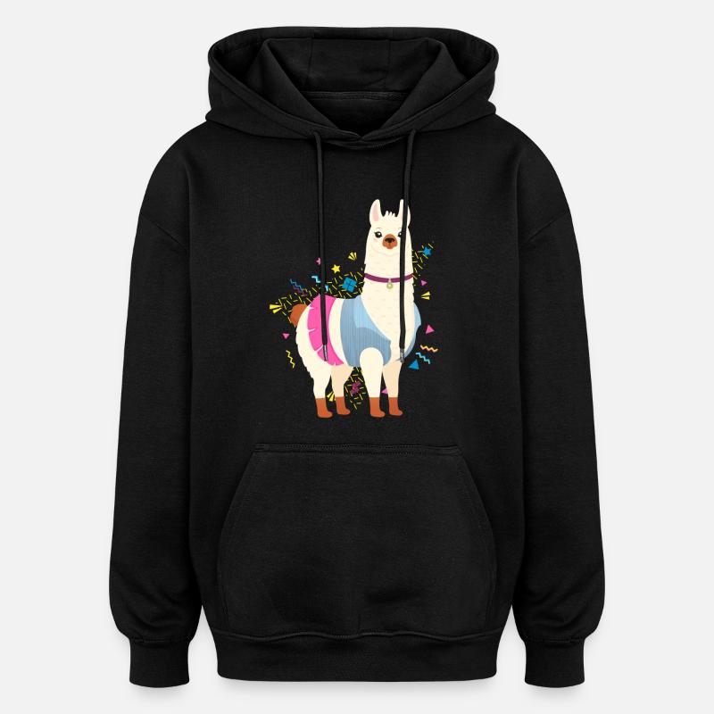 90s Style Llama - Oversized Unisex Hoodie - black