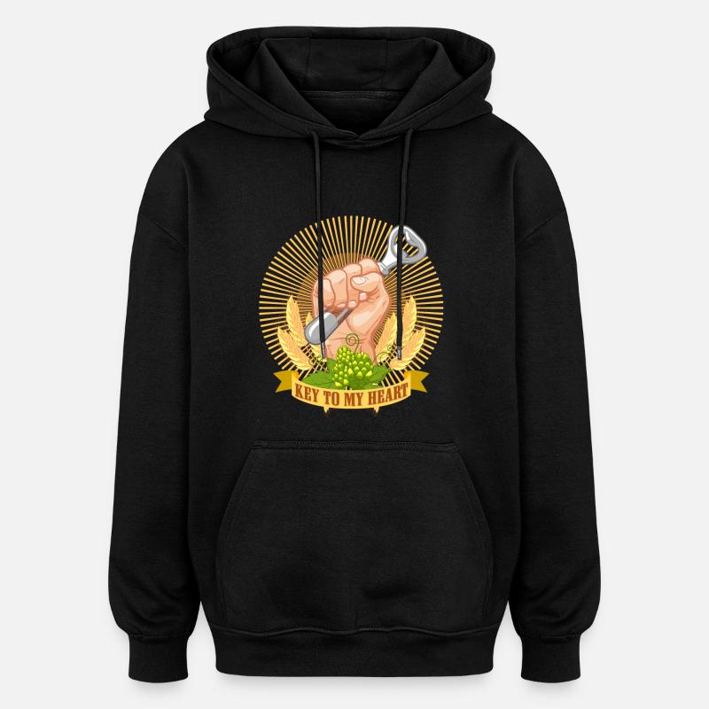 Clé de mon coeur - Sweat à capuche oversize unisexe - noir