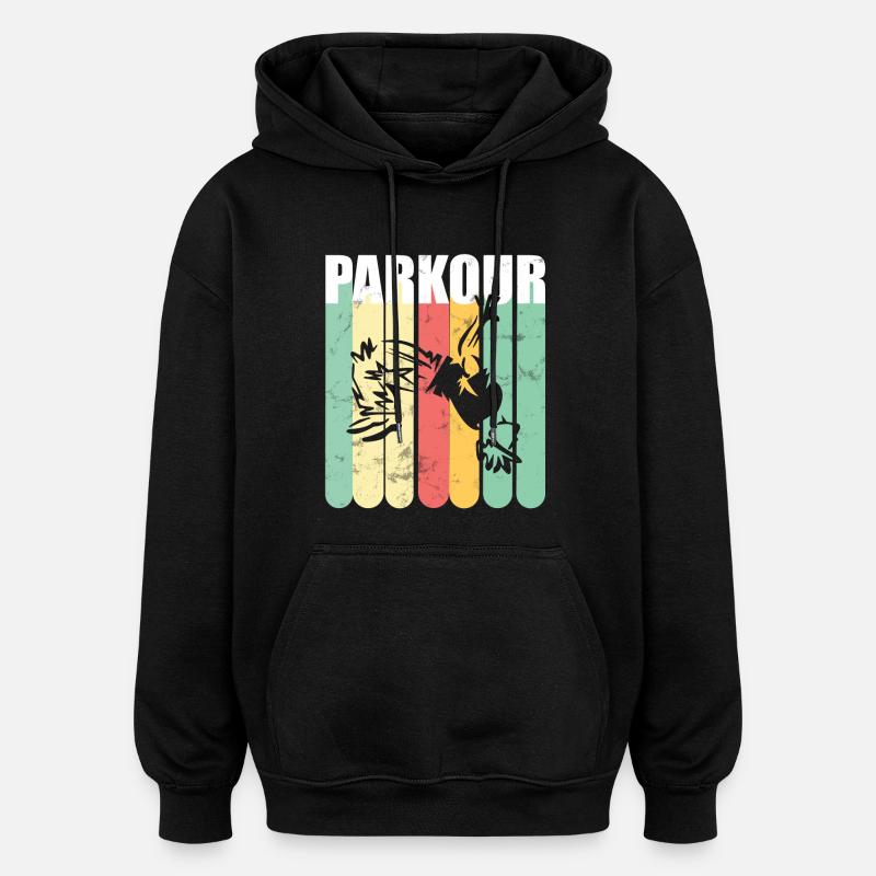Parkour Rétro - Sweat à capuche oversize unisexe - noir