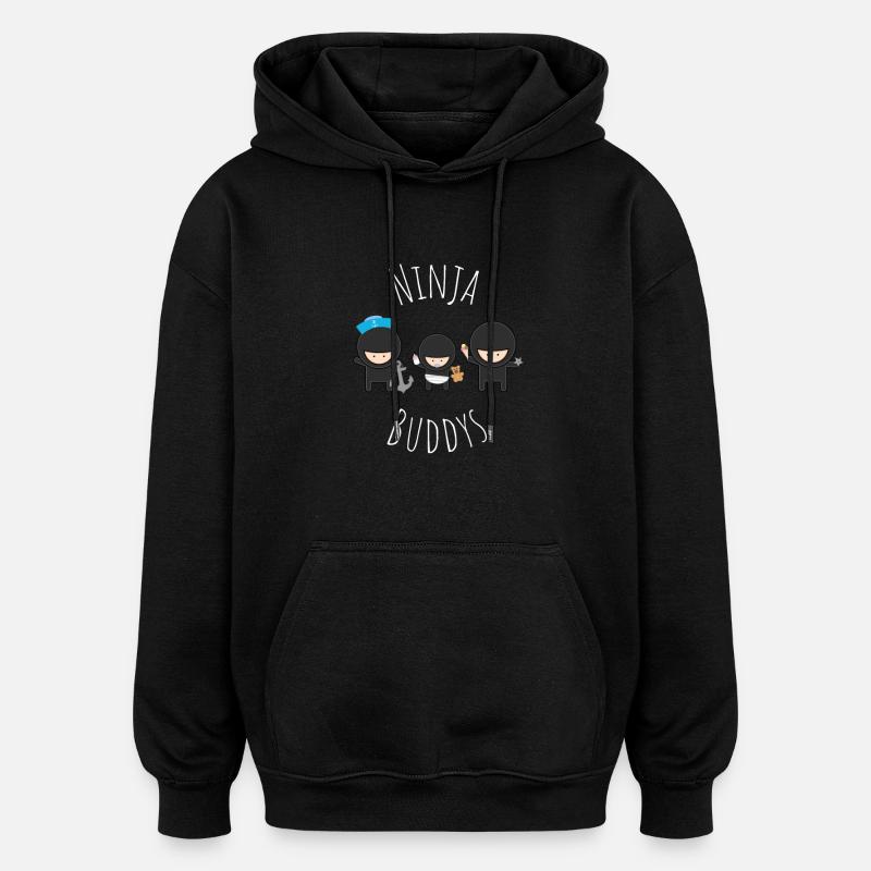Ninja Buddies Funny Design - Oversized Unisex Hoodie - black