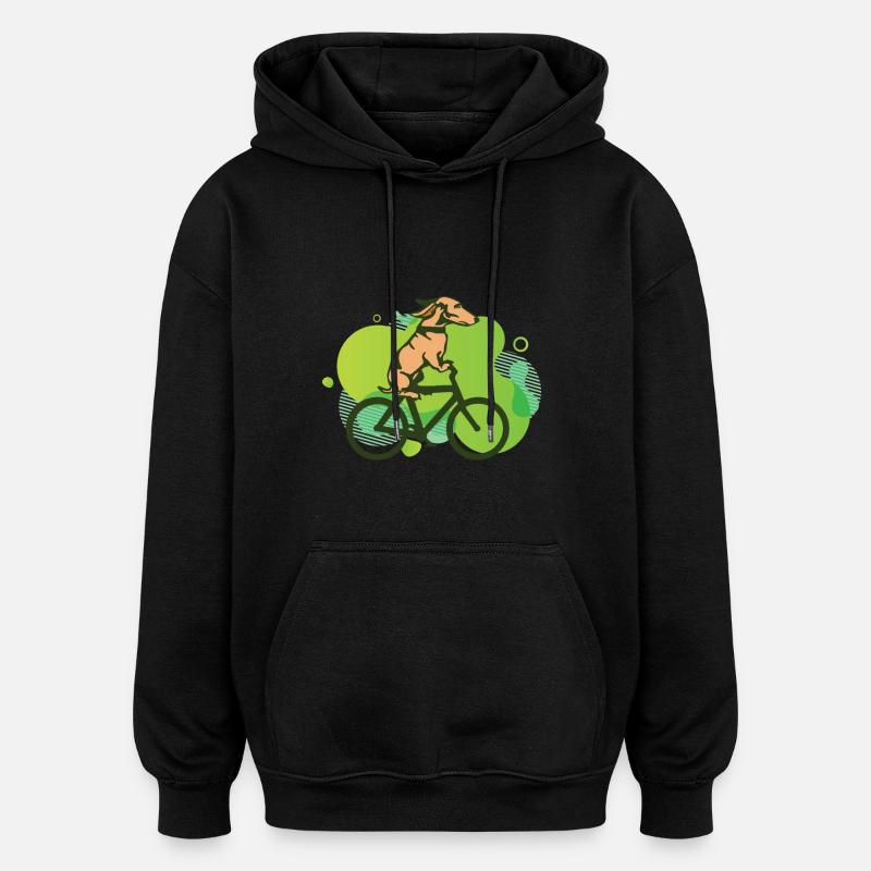 chien cool drôle en vélo - Sweat à capuche oversize unisexe - noir