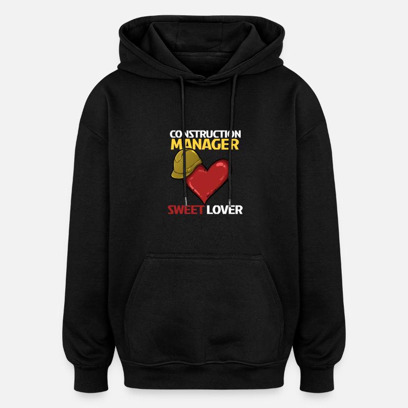Construction Worker Heart Love Design - Oversized Unisex Hoodie - black