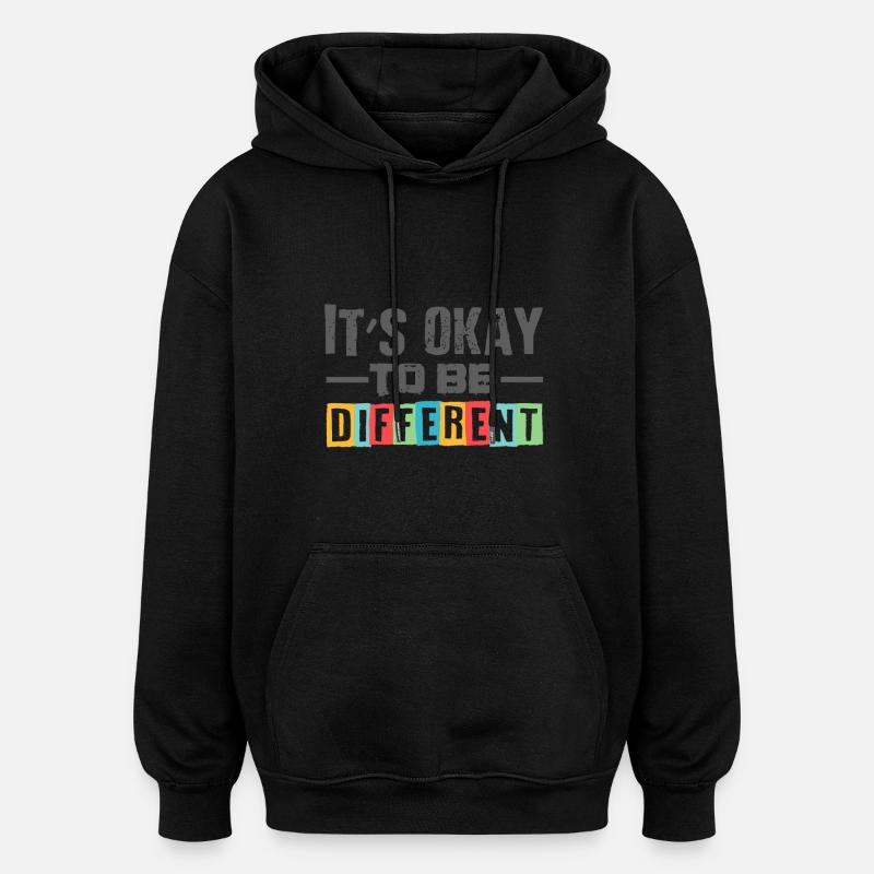 chemise différente de cadeau d'autisme - Sweat à capuche oversize unisexe - noir