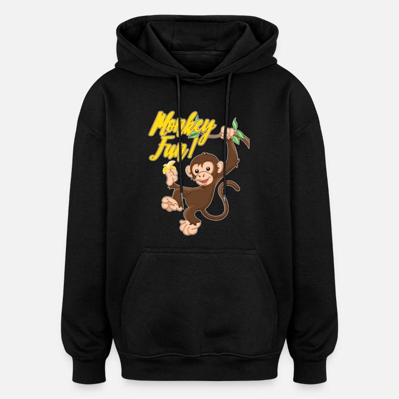 Monkey Monkey Fun Monkey Monkey - Oversized Unisex Hoodie - black