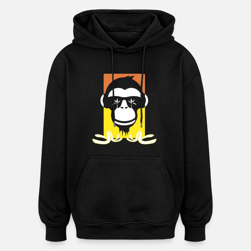 Drôle de singe - Sweat à capuche oversize unisexe - noir