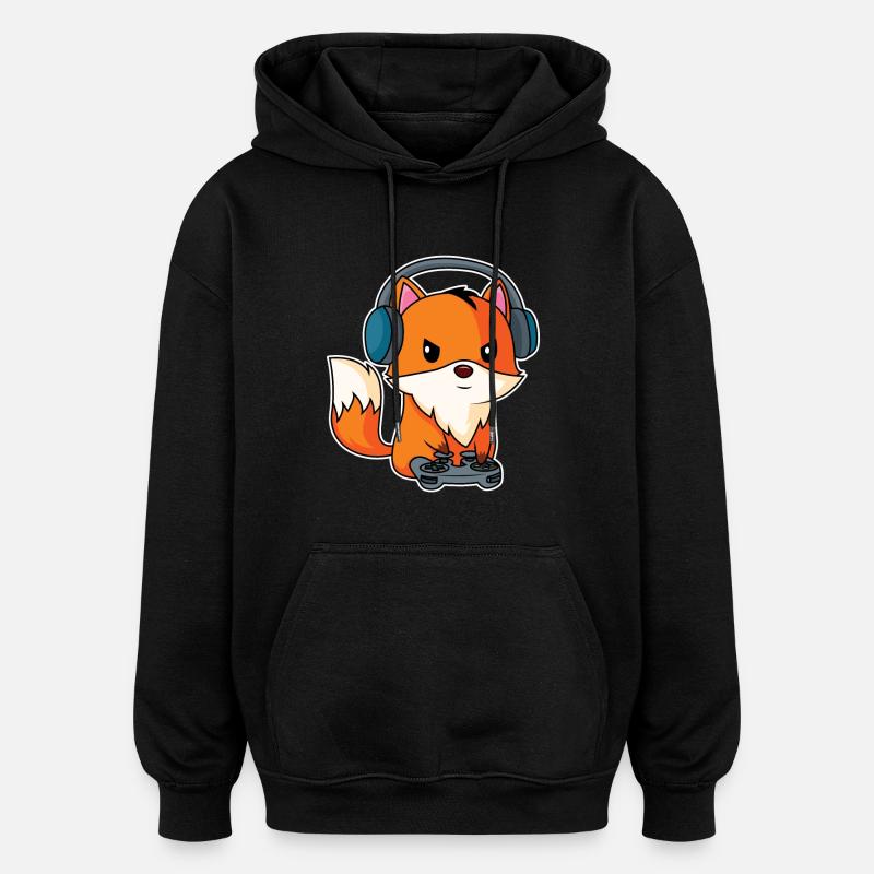 Gaming Fox - Conception Fox Player - Sweat à capuche oversize unisexe - noir