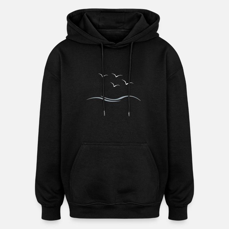 Möwen - Oversized Unisex Hoodie - Schwarz