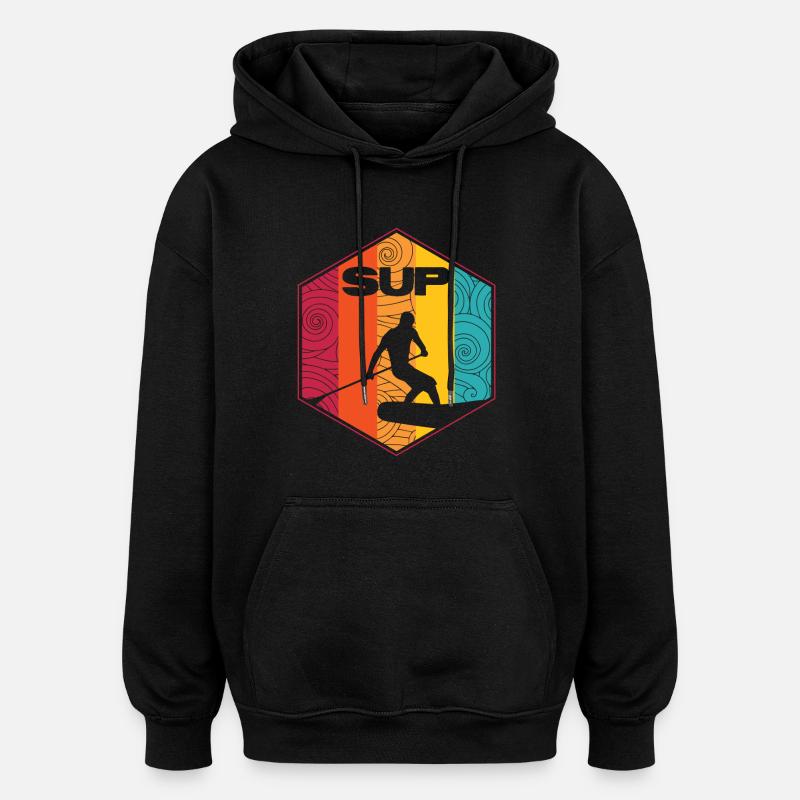 Conception de surf SUP - Sweat à capuche oversize unisexe - noir