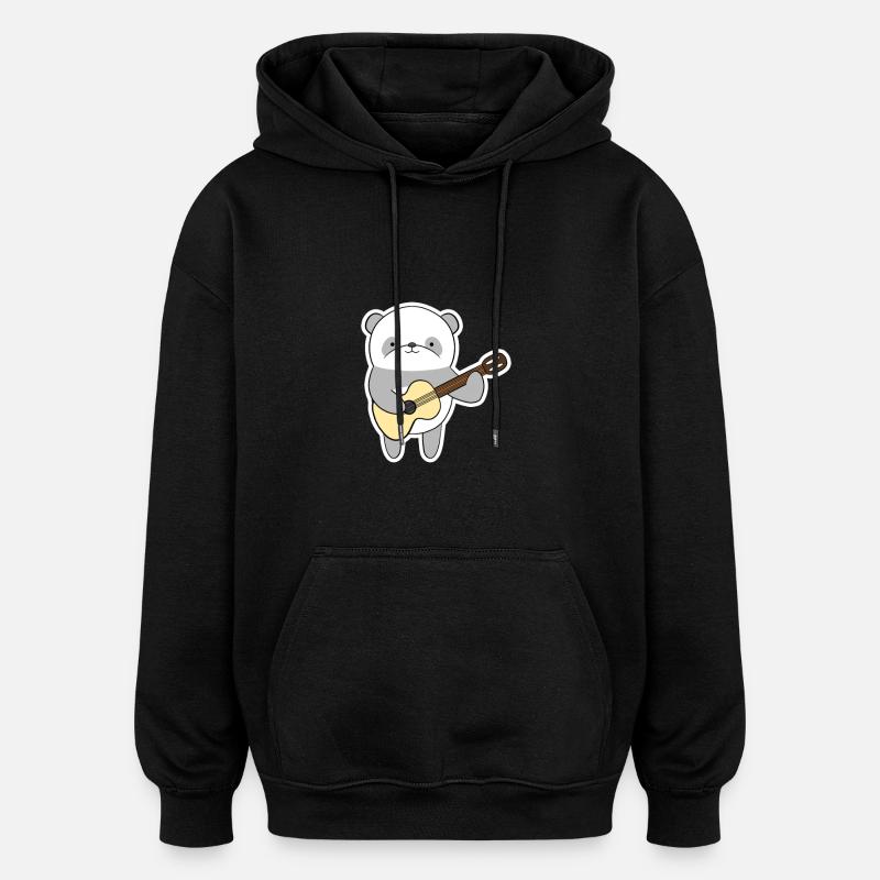 Panda mit Gitarre - Oversized Unisex Hoodie - Schwarz