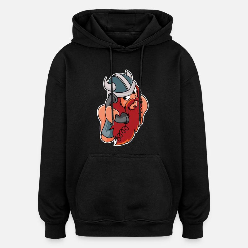 Wikinger am Telefon - Oversized Unisex Hoodie - Schwarz