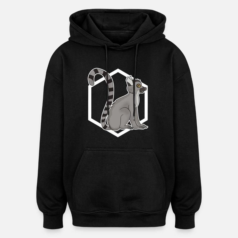 Singe lémurien - Sweat à capuche oversize unisexe - noir
